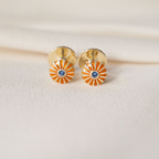 HELIA ROUND CUFFLINKS (ORANGE AND BLUE SAPPHIRE)