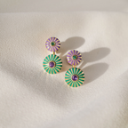 HELIA ROUND EARRINGS (EMERALD AND PURPLE SAPPHIRE)